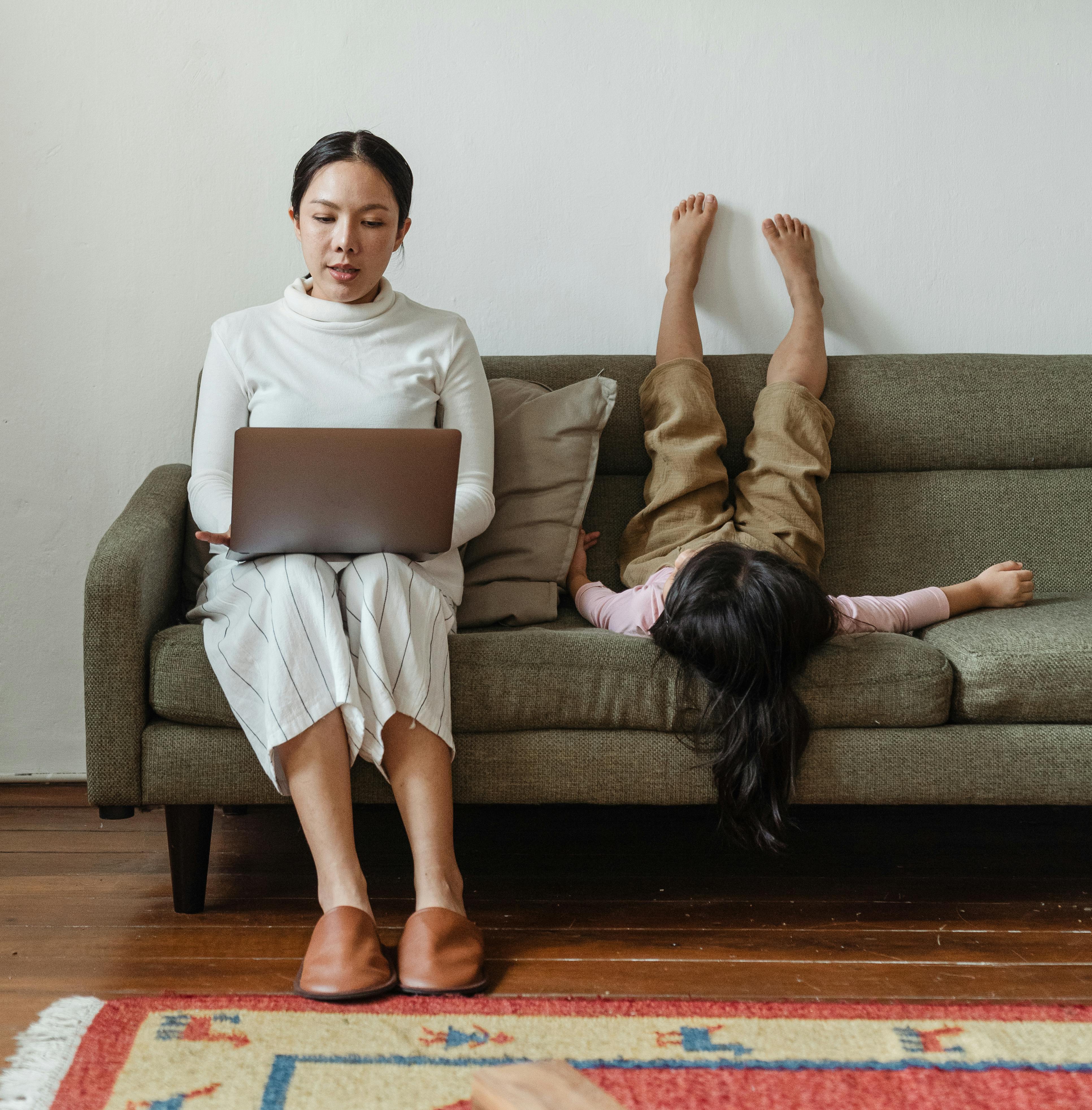 mom working with daughter